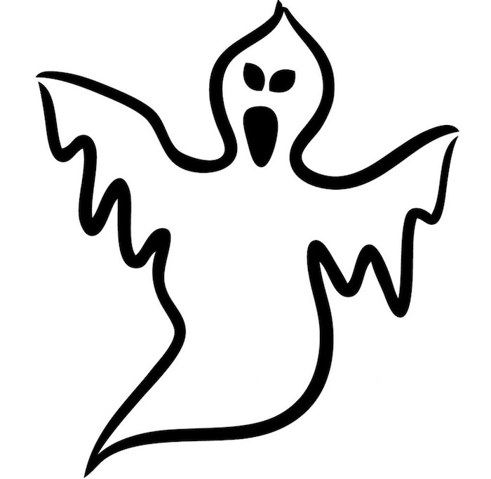 dessin d halloween qui fait peur fantôme facile en noir et blanc