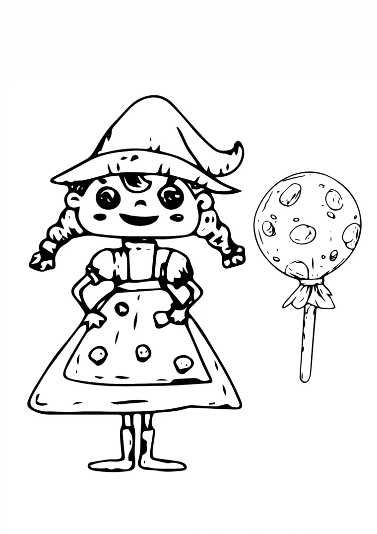 dessin halloween maternelle petite fille sucette