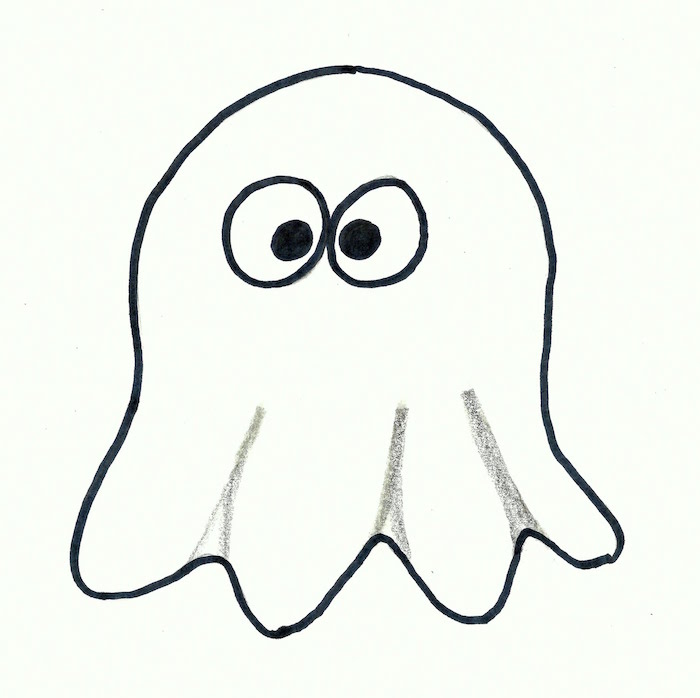 petit dessin de fantome tres facile pour jeune enfant pour activité halloween simple
