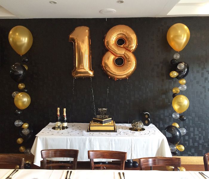 Décoration salle anniversaire, deco anniversaire 18 ans, comment célébrer comme célébrité, table d anniversaire doré et noir