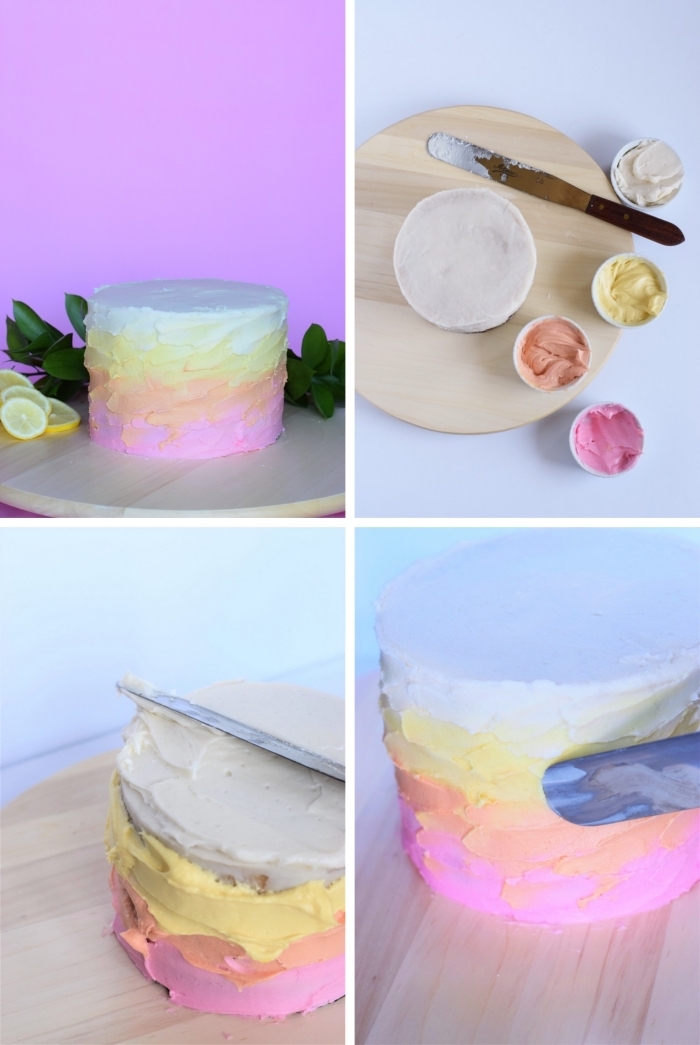 technique simple pour réaliser un nappage gâteau en glaçage en dégradé à la crème au beurre