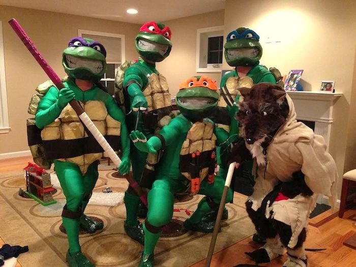 Costumes de teenage mutant ninja turtles, deguisement de groupe, original déguisement halloween fait maison