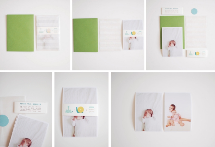 tutoriel facile pour réaliser un faire part soi meme, modèle de carte annonce naissance en papier coloré avec photo bébé