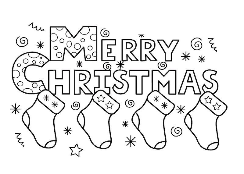 image de noel gratuite a telecharger et à colorier merry christmas ou joyeux noel avec chaussons