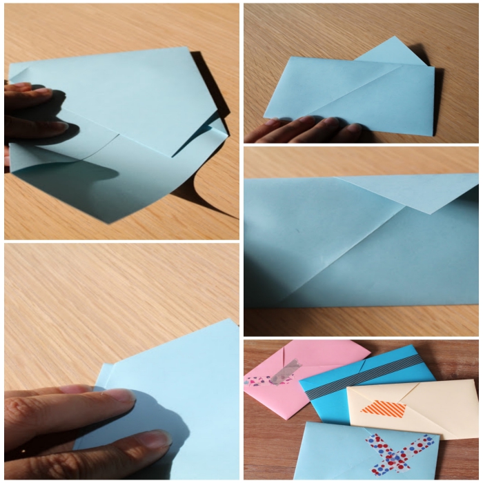 joli modèle d'enveloppe-pochette asymétrique, comment faire une enveloppe avec une feuille a4 pliée selon la technique origami