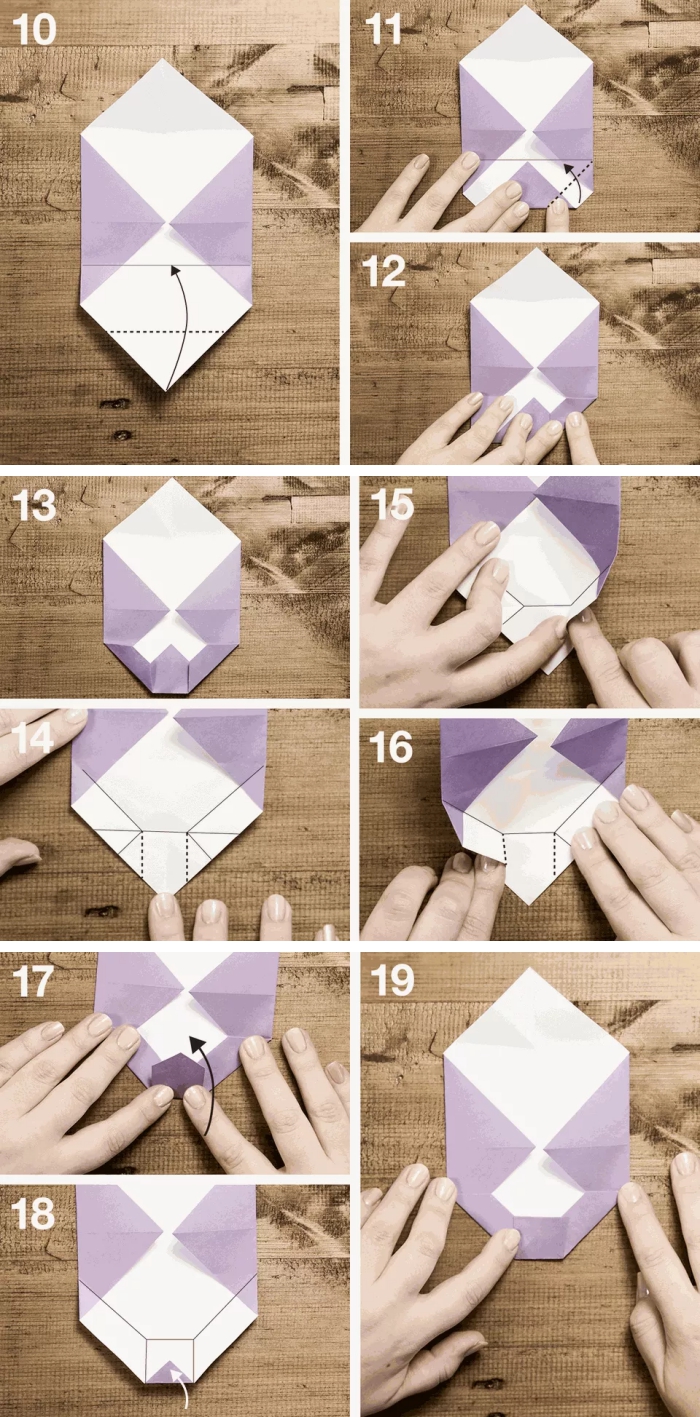 pliage origami niveau moyen et avancé pour réaliser une enveloppe noeud papillon, comment faire une enveloppe en papier en forme de noeud paplllon