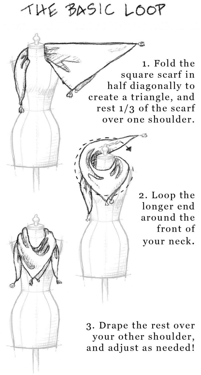 apprendre à réaliser un noeud foulard facile, tutoriel pour attacher un foulard autour du cou, nouer une grosse echarpe femme