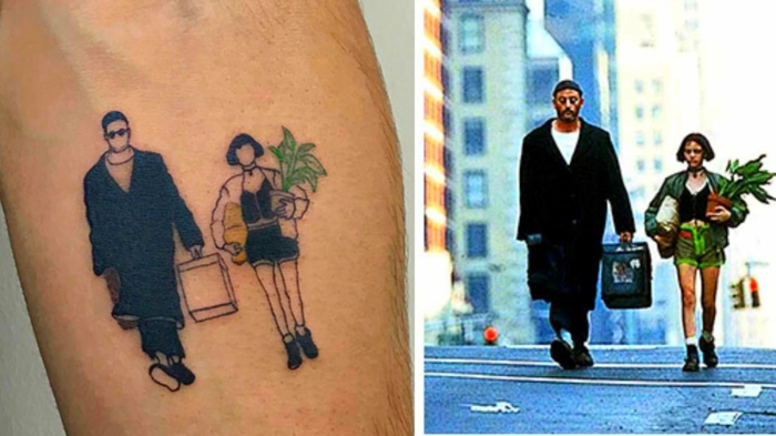 Tatouage minimaliste, tatouage avant bras, image de tatouage originale cinéaste, tatouage film léon
