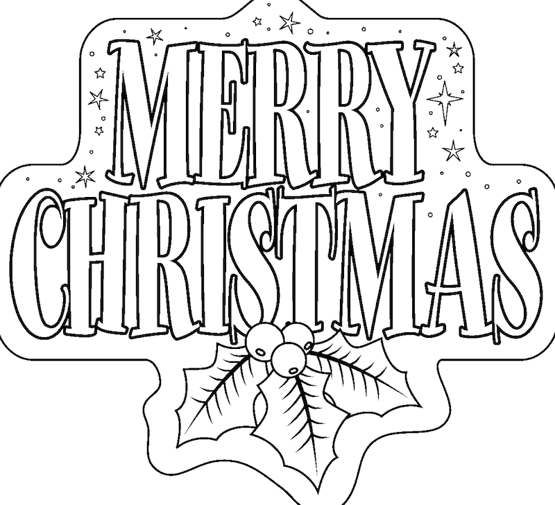 coloriage joyeux noel merry christmas pour enfants comme occupation de vacances hiver