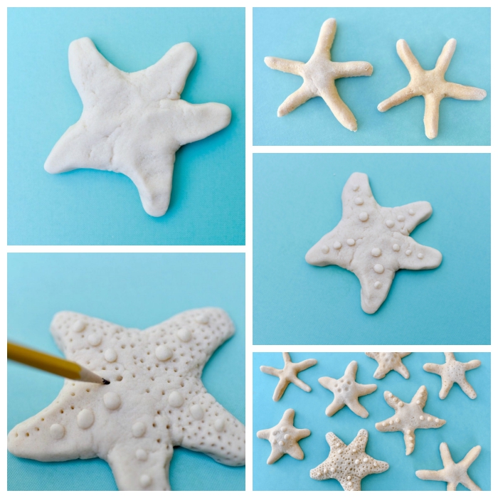 recette pate a sel facile sans cuisson, réaliser de jolis modèles d'étoiles en pâte à sel avec une décoration facile