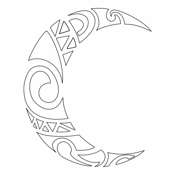 Dessin tatouage, idée tattoo femme, dessin sur la peau, projet a realiser, lune géométrique dessin a motifs celtiques 
