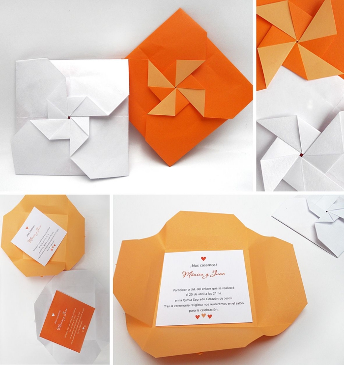 jolie enveloppe origami moule à vent pour accueillir un faire-part mariage ou une carte d'invitation 