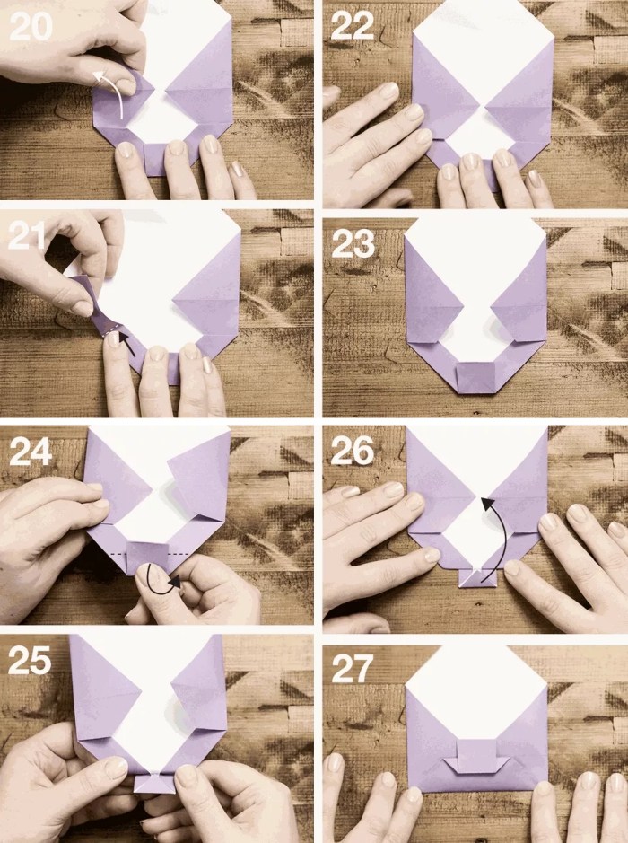 technique de plis pour fabriquer une enveloppe à motif noeud de papillon à partir d'une feuille carrée