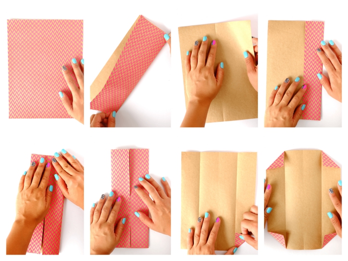 faire sa propre enveloppe pour carte cadeau en pliant du papier origami feuille a4 avec une technique de pliage simple