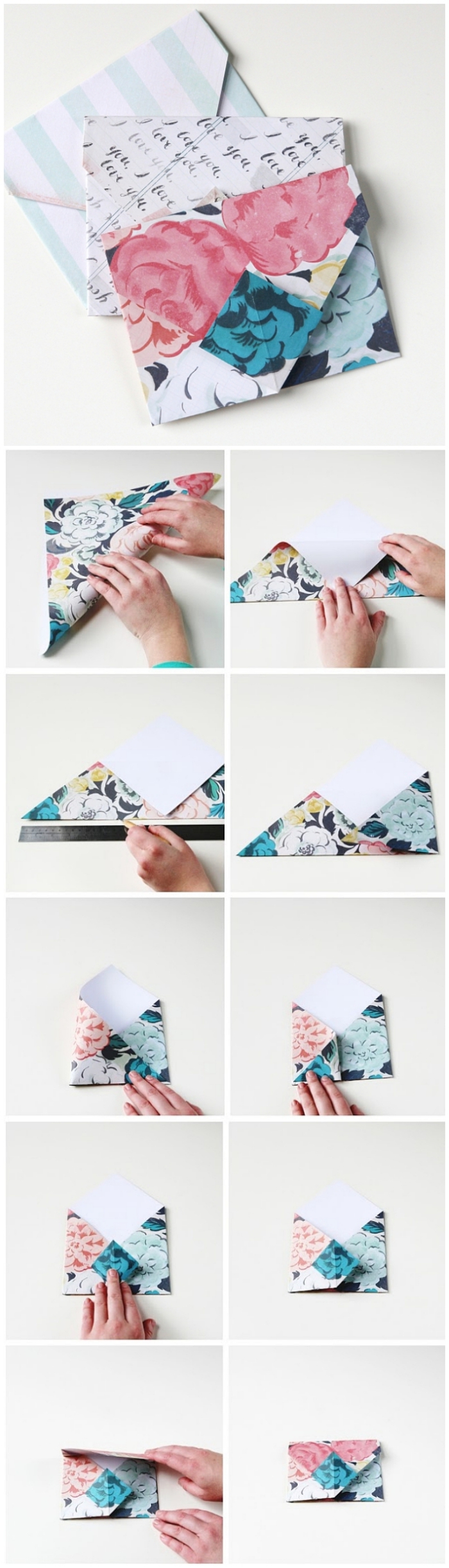 la technique de pliage enveloppe expliquée en photos, mini-enveloppe traditionnelle origami pour une carte de voeux personnalisée ou un bon cadeau