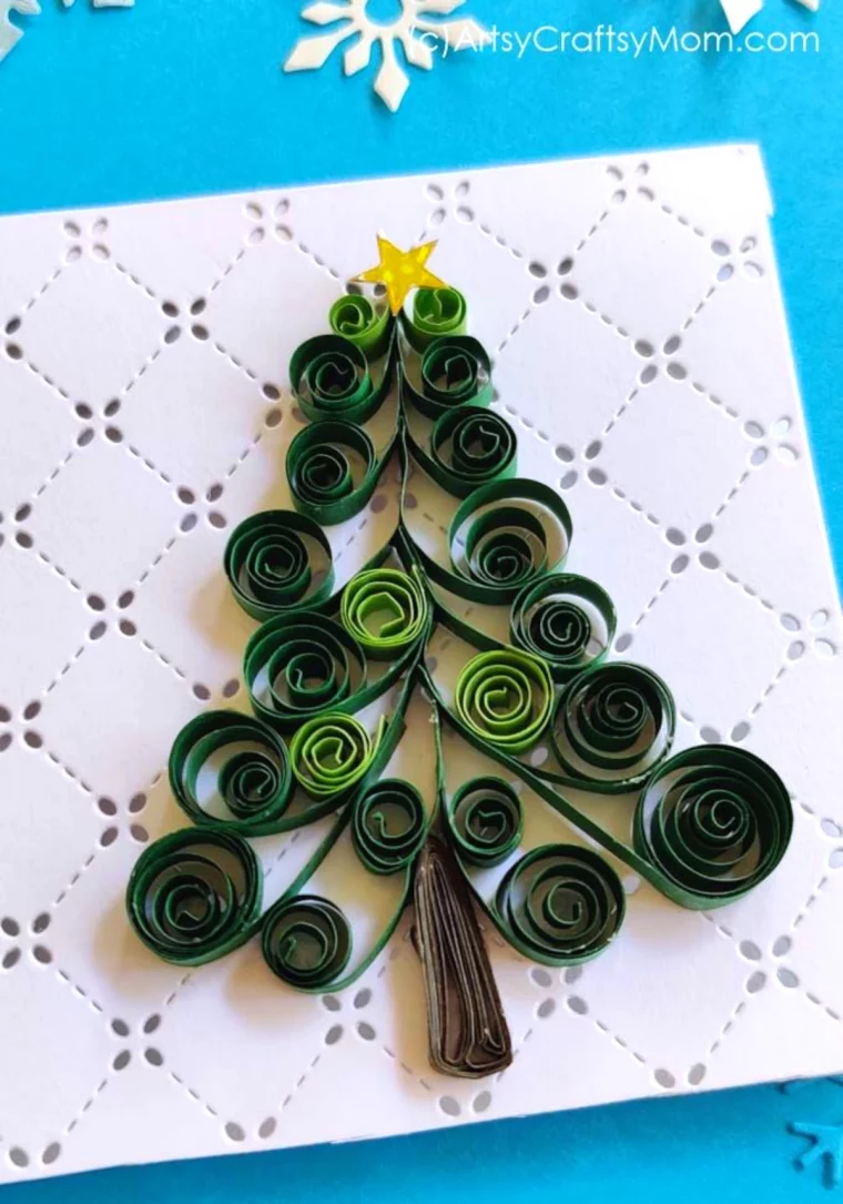 christmas card ideas paper quilling christmas tree card 1635219384