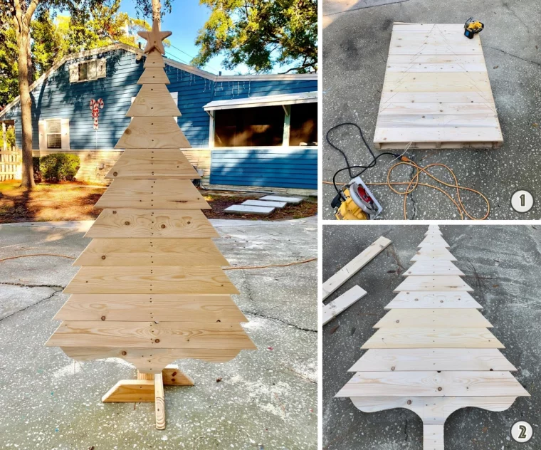 construction arbre noel facile en materiaux recup palette