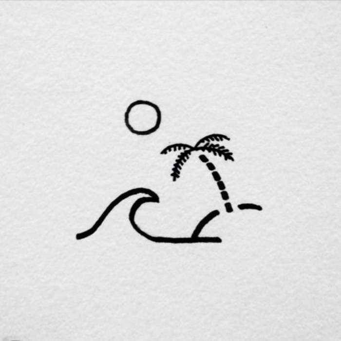 Apprendre à dessiner dessin facile a faire les dessins pour les débutants, simple idée de dessin plage palme ile desert