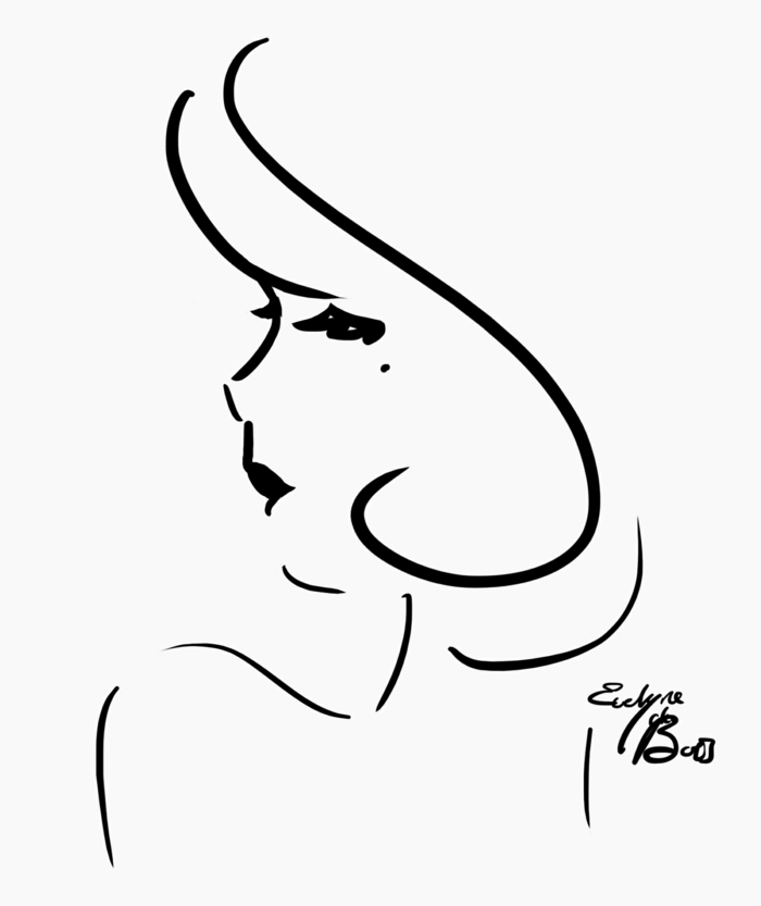 Image femme esquisse, dessin de fille visage et cheveux avec simples lignes, dessins facile à faire dessin noir et blanc crayon