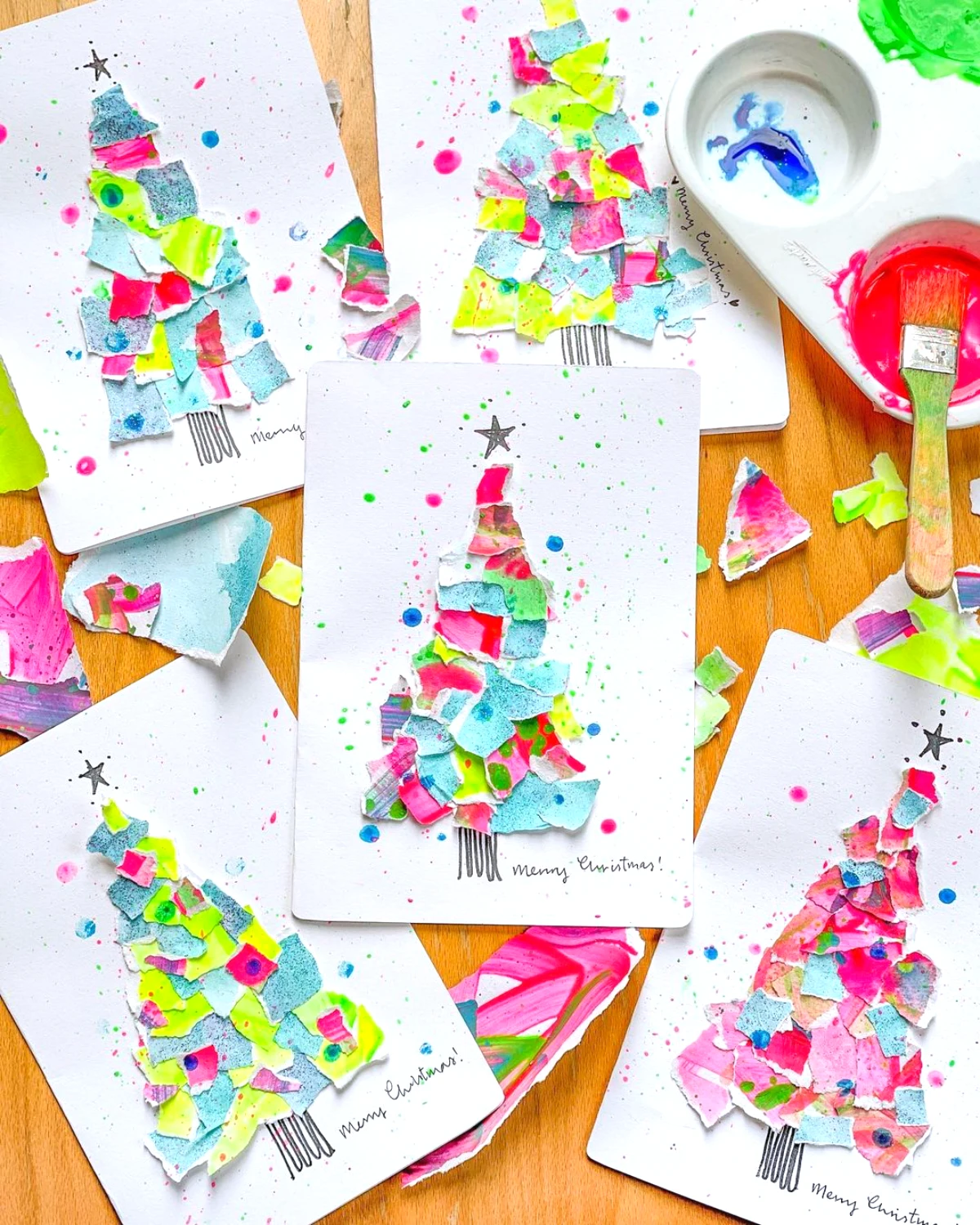 idees de cartes de noel avec des du papier pour les petits