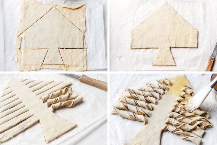 idée recette gateau noel facile et rapide, exemple comment faire un sapin de noel sur pâte, garniture pâte au chocolat