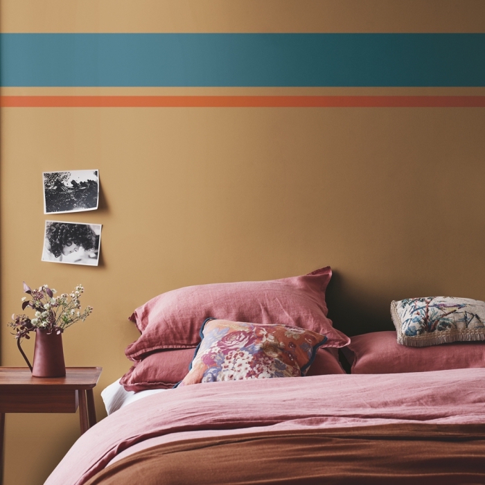 idée quelle couleur pour une chambre moderne, peinture murale en nuance beige, murs en peinture nuance terreuse