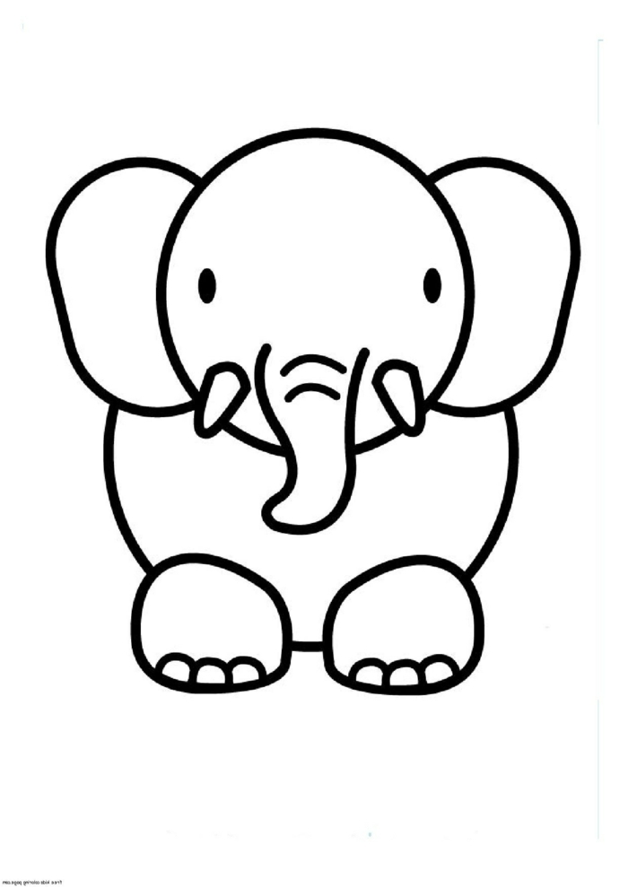 Adorable éléphant idée de de dessins facile à faire, dessin facile a reproduire, image simple lignes