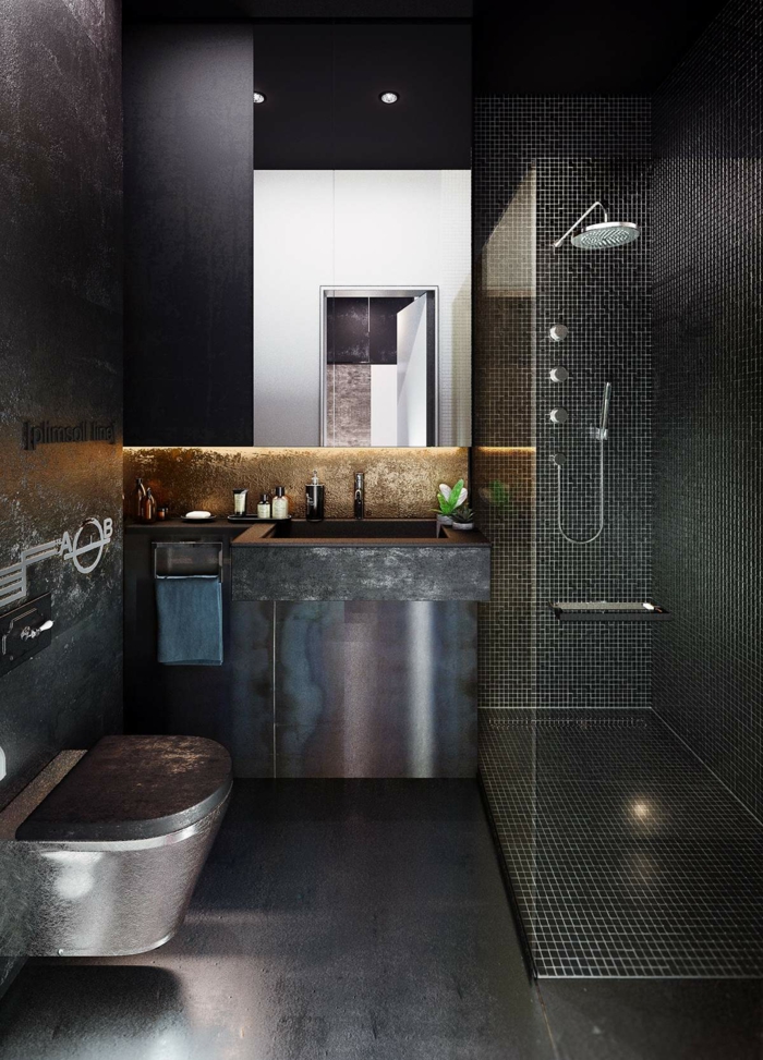 Salle de bain industrielle, conseils pour réussir la décoration de sa salle de bain cool idée style d’intérieur industriel métaux meubles