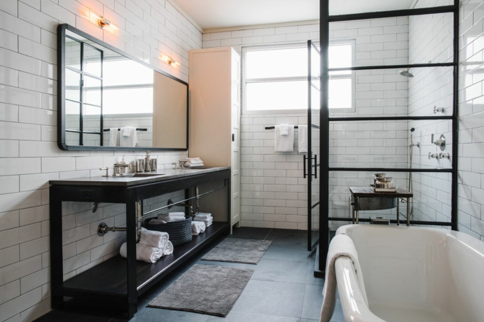 Verriere salle de bain realisation de decoration originale pour salle de bain photo inspiration verrine noir salle noir et blanche 