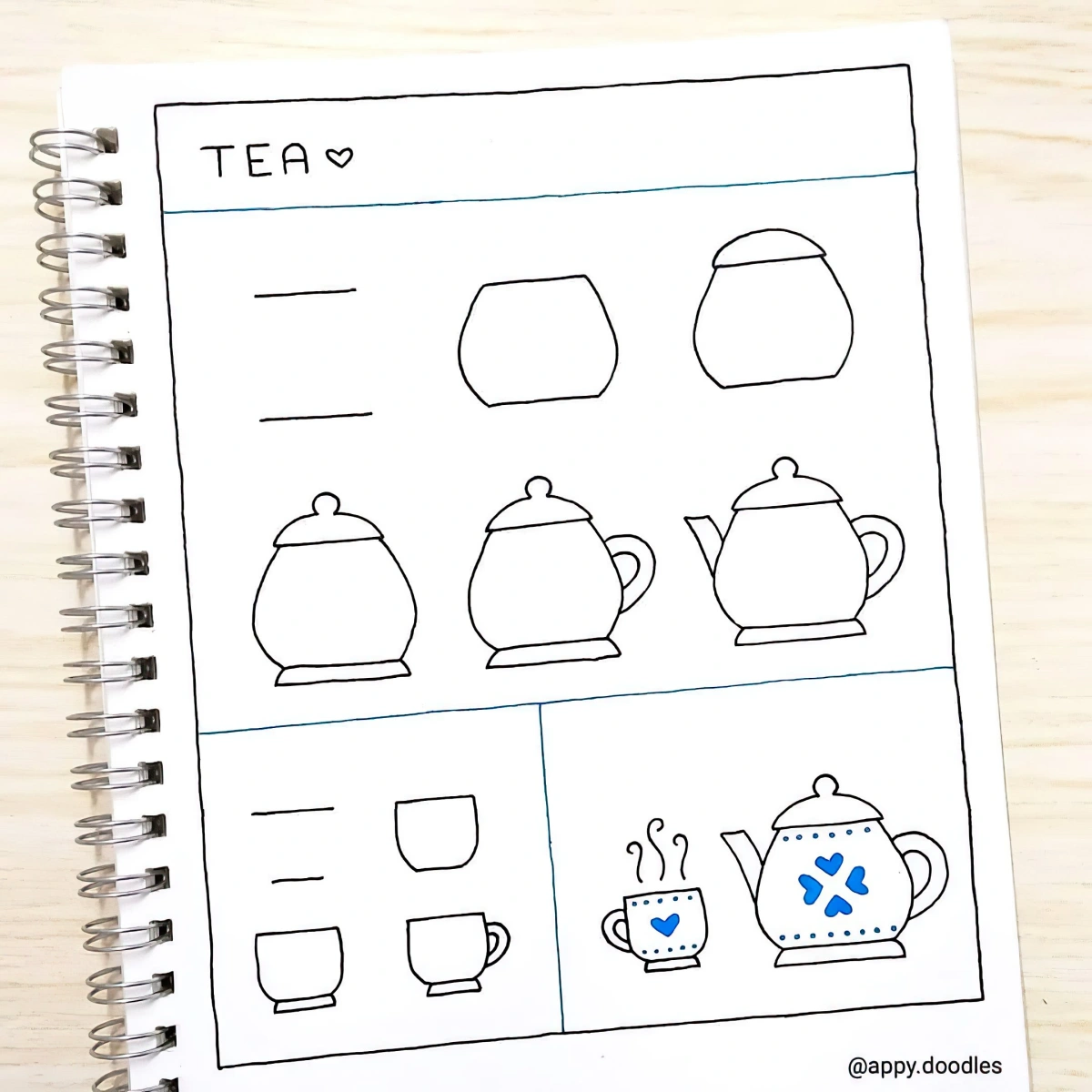 dessin pas a pas tasse de the formes geometriques lignes