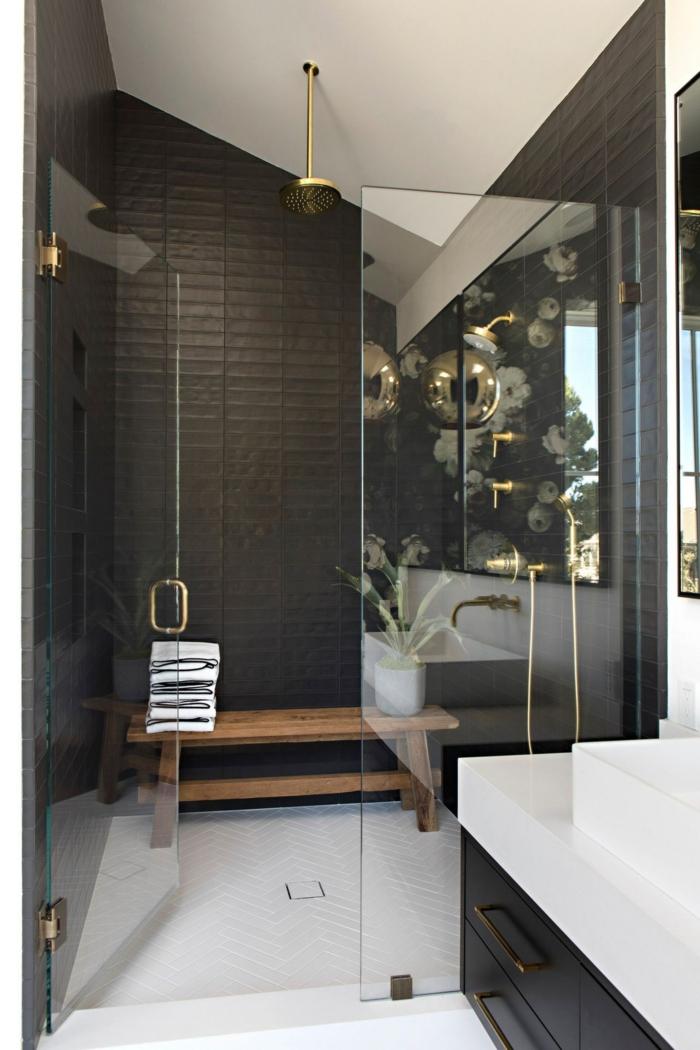 Magnifique idée décoration salle de bain, style industriel idée simple et beau des bains stylées gris et blanche 