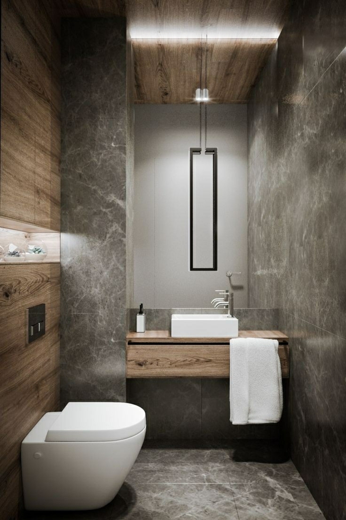 Moderne style industriel, salle de bain industrielle, belle decoration, baignoire vintage style original granith et bois 