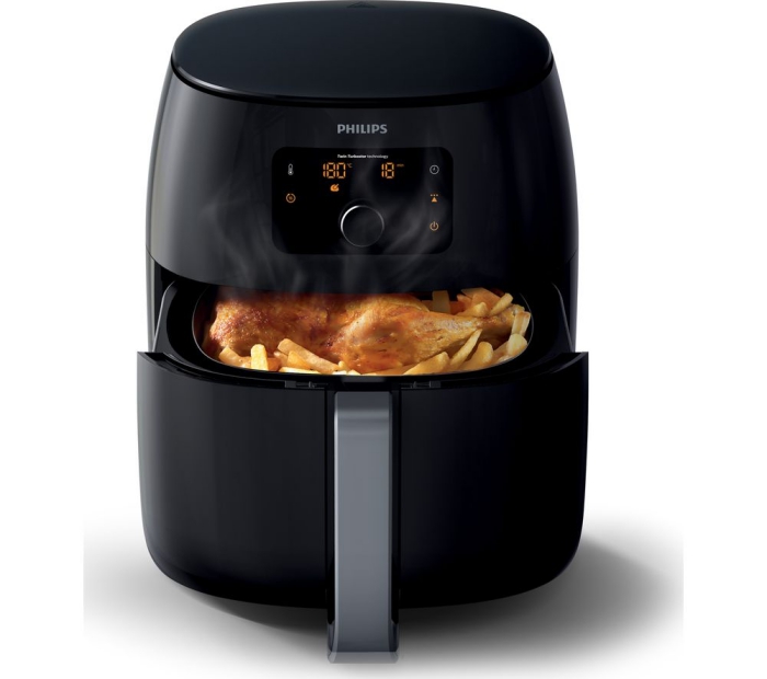 friteuse-sans-huile-noire-philips-idée-cadeau-papy-appareil-électroménager-pour-manger-sain friteuse philips noire sans huile qui permet de cuisiner plus sainement, idée de cadeau grand pere qui aime les fritures