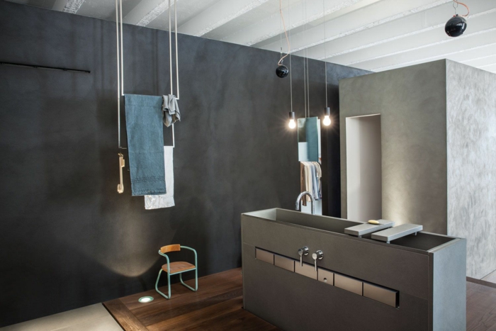 Unique salle de bain noir et bois, style industrie pourl ma maison avec belle salle de bain originale