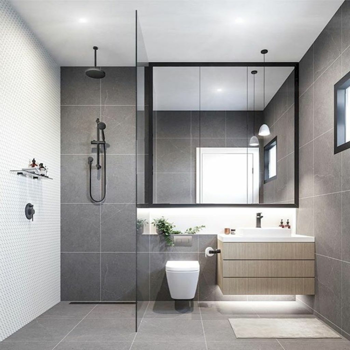Chouette decoration industriel meuble salle de bain industriel déco salle de bain original industriel style gris et noir