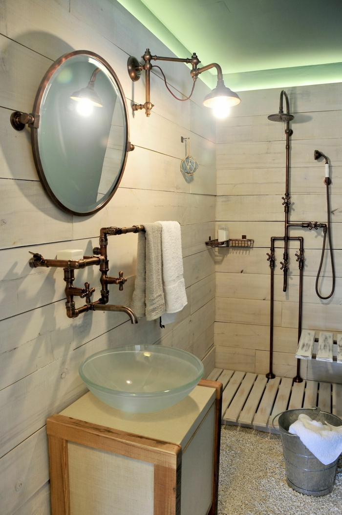 Meuble salle de bain industriel, verriere salle de bain, relooker sa salle de bains projet pour la décoration