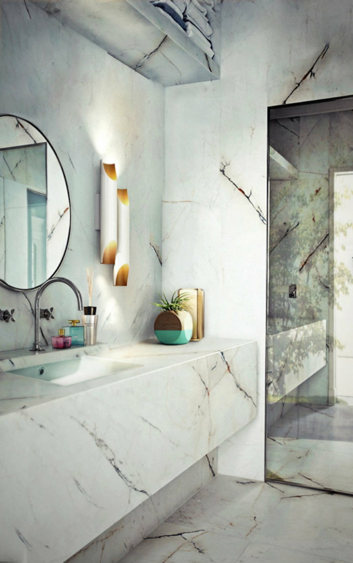 Une salle de bain retro, style industriel plan de la salle de bains, design original moderne vintage marbre 