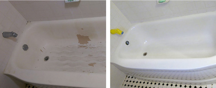 exemple de travaux de salle de bain avec nouvelle couche de peinture vernie epoxy 