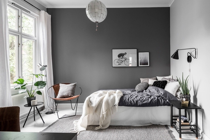 comment peindre une chambre en deux couleurs decoration chambre style minimaliste peinture grise meubles scandinave bois et metal