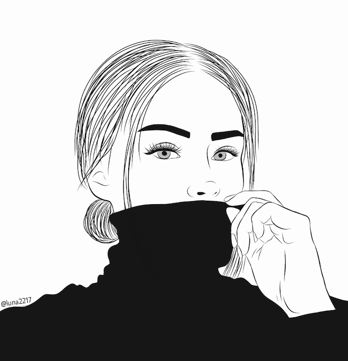 Dessin Facile Fille Noir Et Blanc