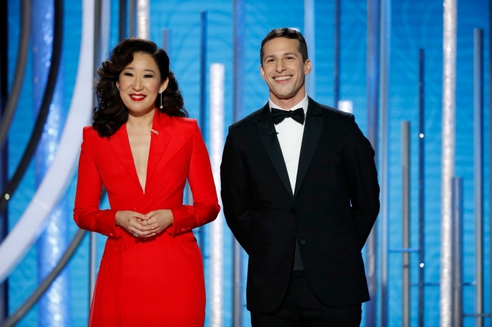 golden globes 2019 date, animateurs de la cérémonie de remises de prix Golden Globes 2019, hôtes Golden Globes Sandra Oh et Andy Samberg