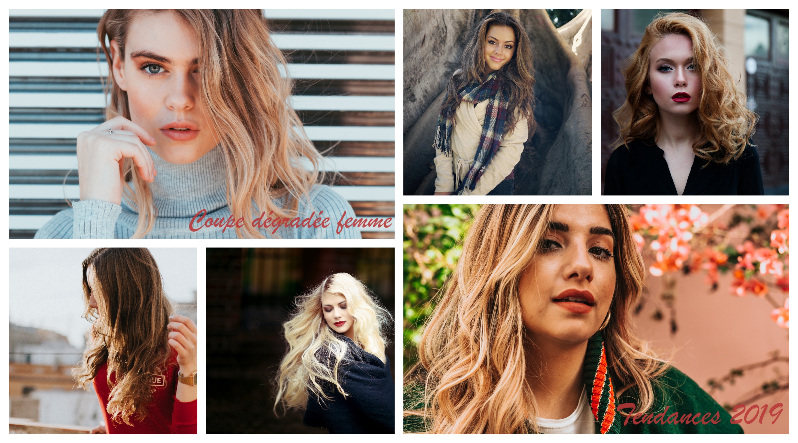 Quelles sont les meilleures idée pour une coupe dégradée femme, moderne coupe de cheveux, collage de photos 2019 meilleures tendances cheveux longs