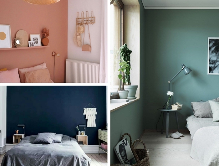 peindre une chambre 2 couleurs peinture tendance 2020 decoration chambre adulte murs terracotta meubles bois