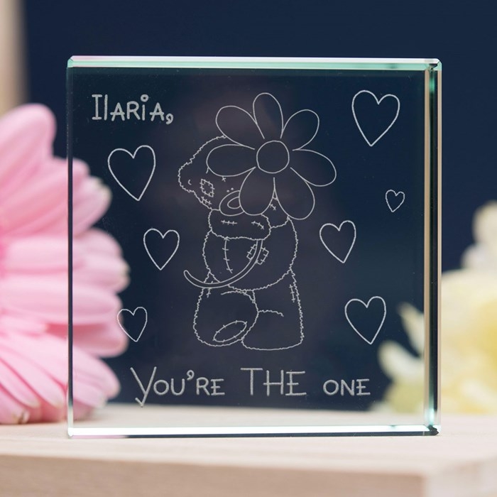 objet de Saint Valentin personnalisé, figurine en verre à gravure ours amoureux avec mots d'amour, idée surprise saint valentin