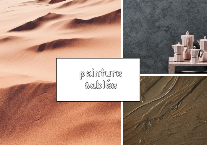 exemple de peinture à texture sable, idée revêtement mur dans un salon en gris foncé avec accessoires en rose mate