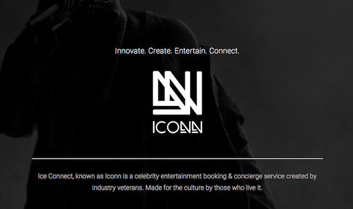 capture écran du site de ICONN société de booking d'artistes de JA Rule qui annonce un nouveau festival ICONNic après le désastre FYRE fest