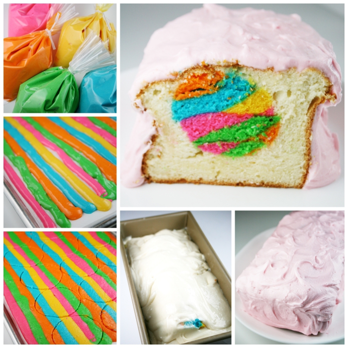 comment faire un gâteau surprise facile avec coeur d'oeuf de pâques aux couleurs de l'arc-en-ciel