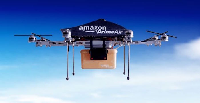 Photo drône Prime Air Amazon et son nouveau programme shipment zero pour réduire de moitié ses émissions de carbone de ses expéditions en 2030