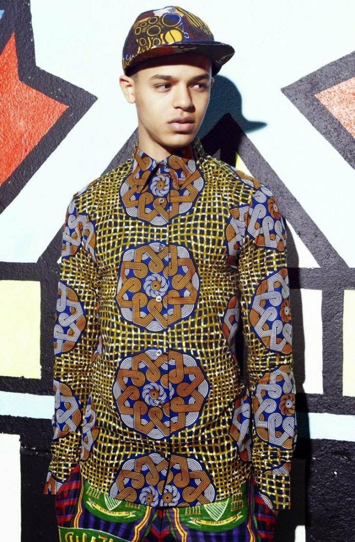 chemise africaine homme, casquette motifs africains, tenue casuelle pour garçon ado