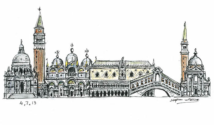 Venice dessin des lieux touristiques, idée de dessin facile à faire, cool image pour s'inspirer que dessiner 